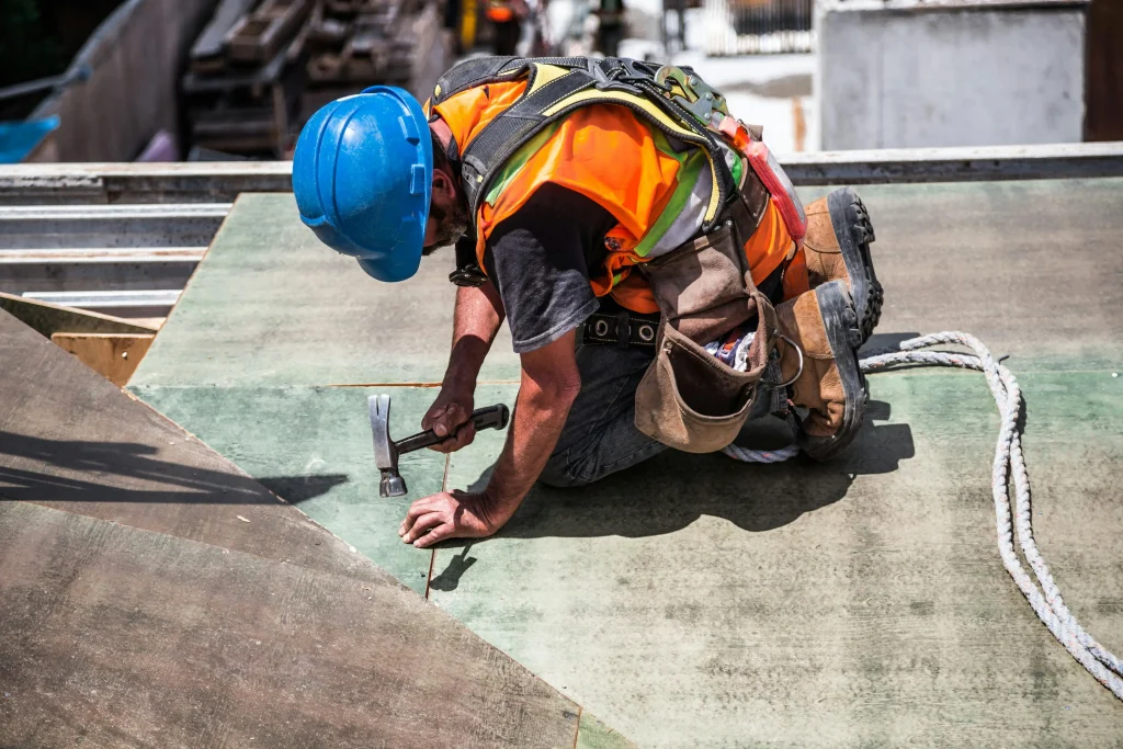 Roofer on a commercial building